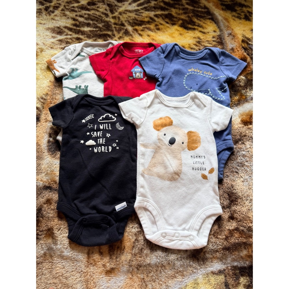 Carters Gerber Baby Bodysuit Lot 5 Piece Koala Dinosaur Whale Space Newborn